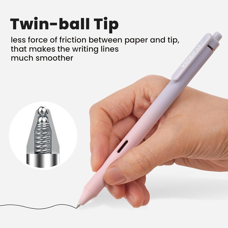 WRITECH Gel Pens Fine Point: 0.5mm Black Ink Retractable 4ct Smooth Writing No Bleed with Aesthetic Gradient Color Pen Barrel for Journaling Note Taking Sketching - Image 4